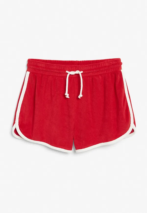 Towelling sprinter shorts - Red