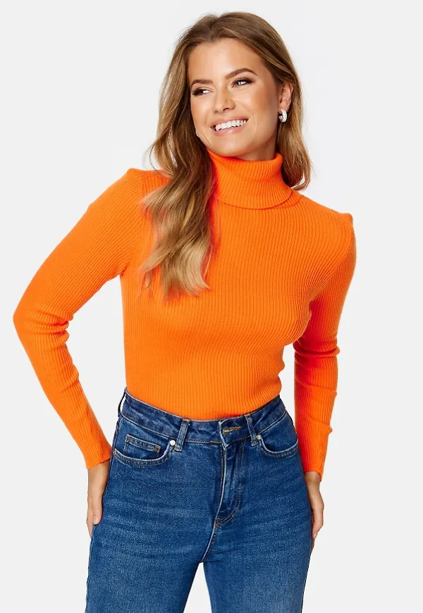 Trendyol Astrid Ribbed Polo Shirt Orange S