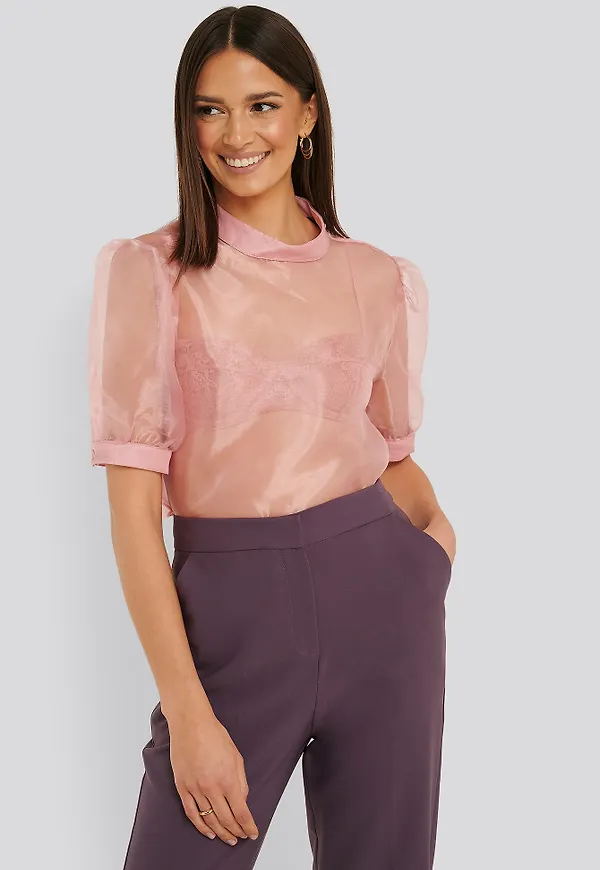 Trendyol Blus Med Hög Hals - Pink