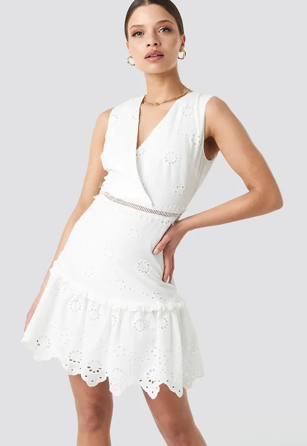 Trendyol Brocade Mini Dress - White