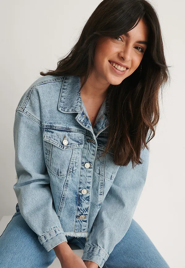 Trendyol Croppad Denimjacka - Blue