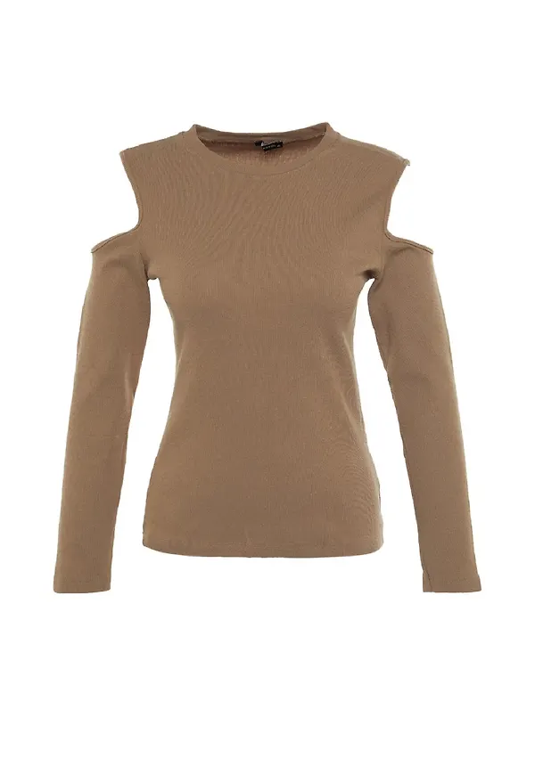 Trendyol Curve T-shirt mörkbeige