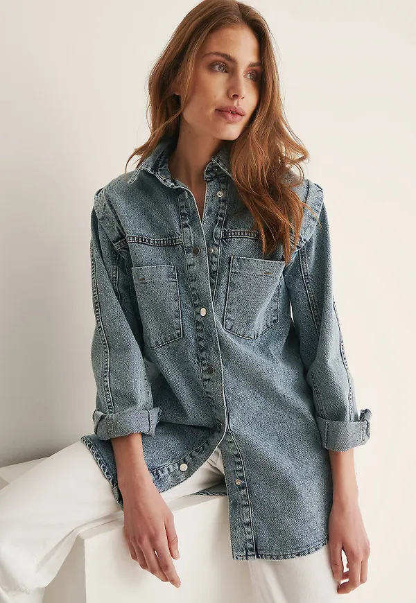Trendyol Denimjacka Med Bröstficka - Blue