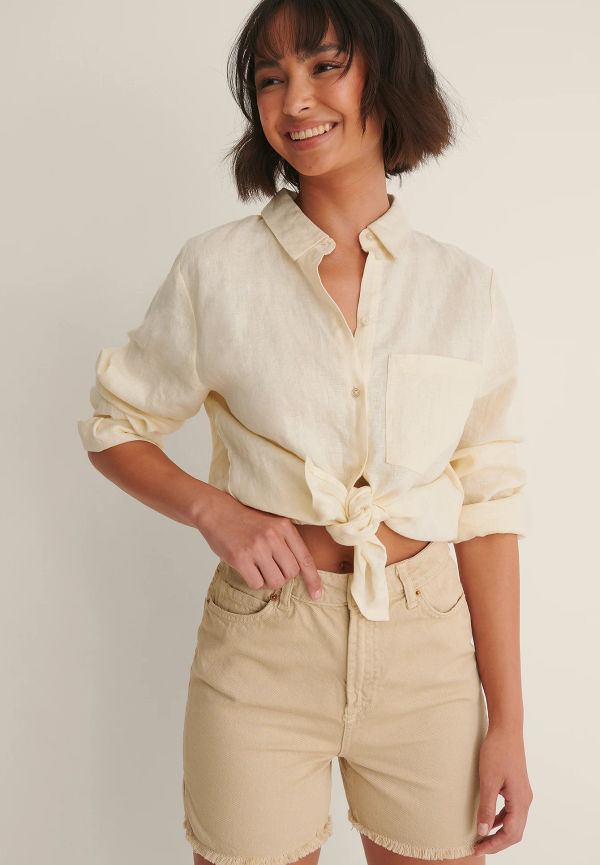 Trendyol Denimshorts Med Hög Midja - Beige