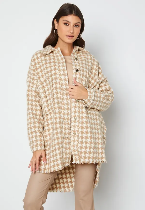 Trendyol Laura Check Coat Camel M