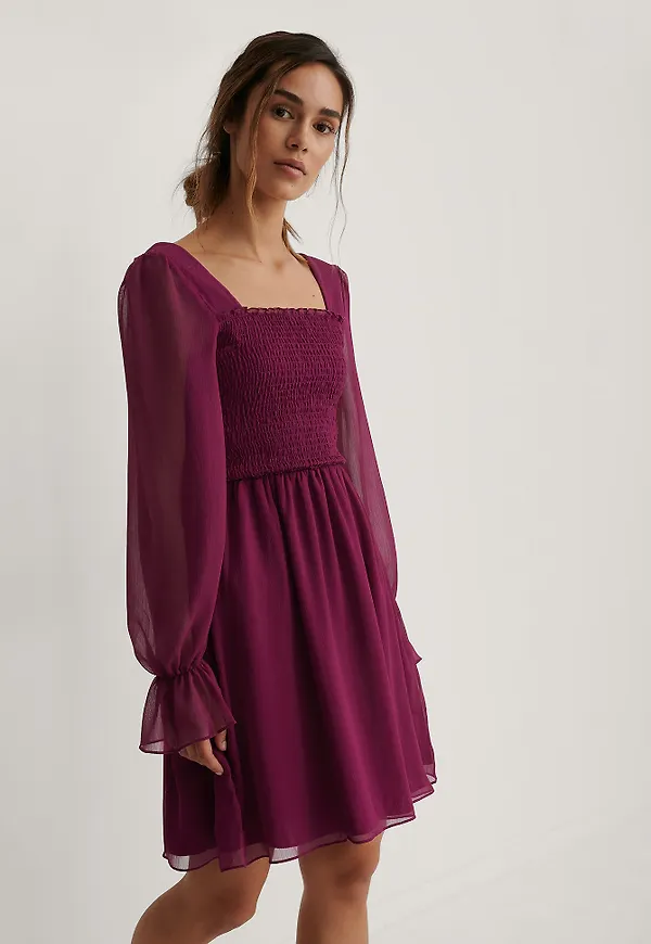 Trendyol Meshklänning Med Smockdetalj - Purple