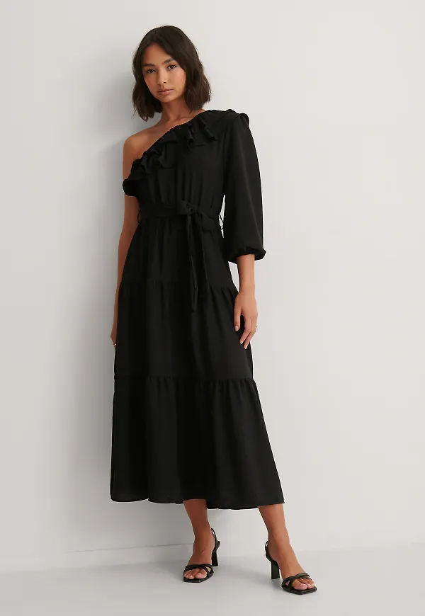 Trendyol Midiklänning Med En Ärm - Black