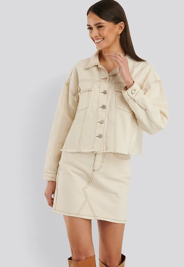 Trendyol Minikjol I Denim - White,Offwhite