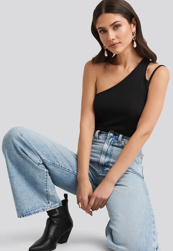 Trendyol One Shoulder Detail Top - Black