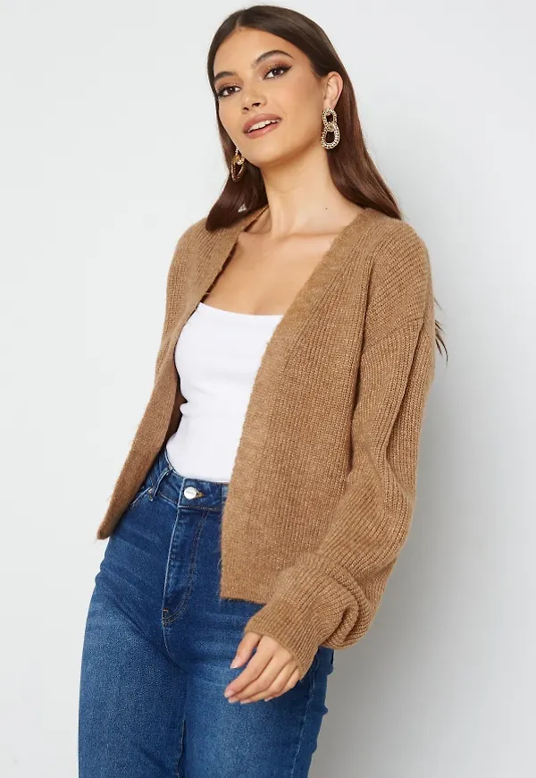 Trendyol Rib Knit Cardigan Mink L