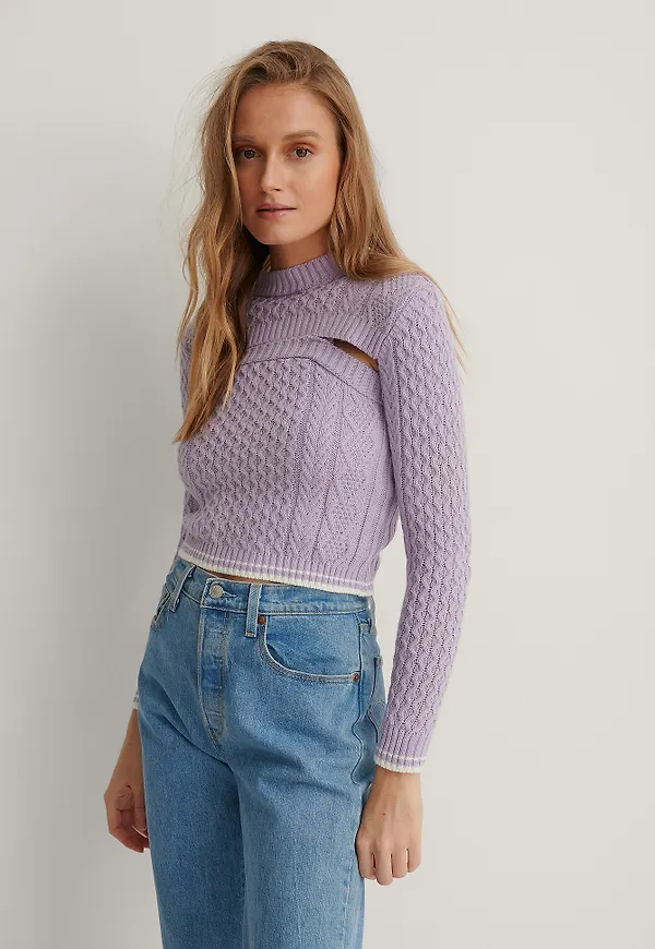 Trendyol Stickad Topp - Purple