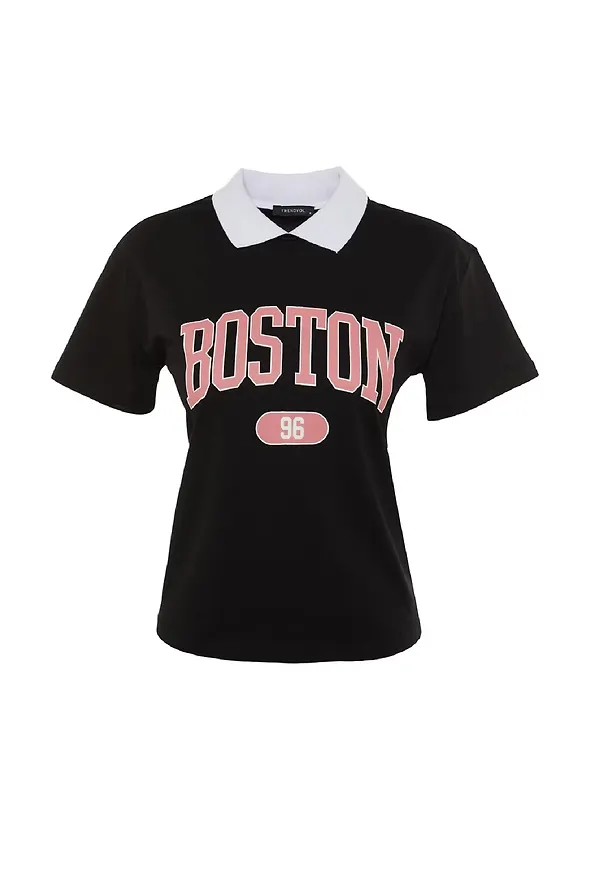 Trendyol T-shirt puder / svart / vit