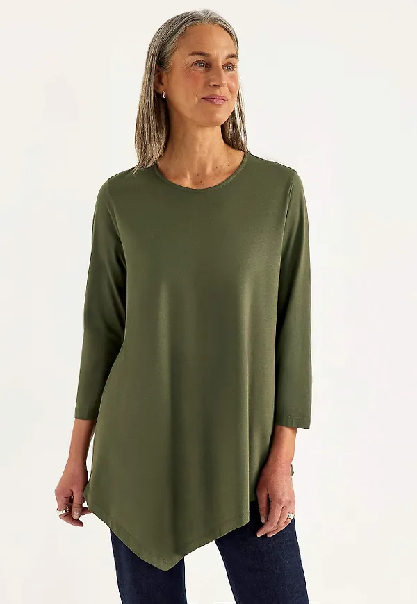 Trikåtunika med asymmetrisk design