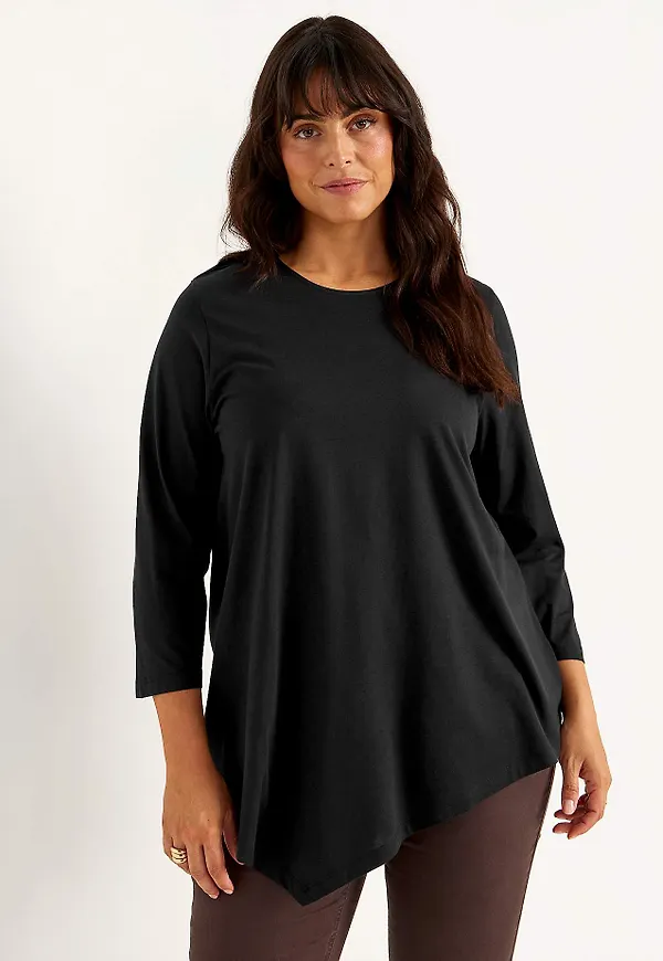 Trikåtunika med asymmetrisk design