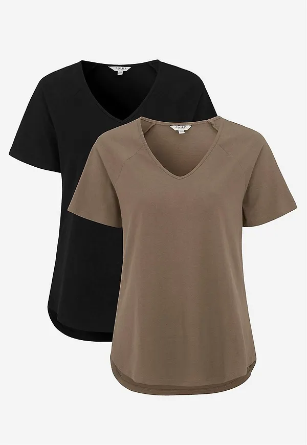 Trikåtopp med raglanärm 2-pack