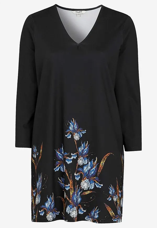 Trikåtunika med blommönster Nelly