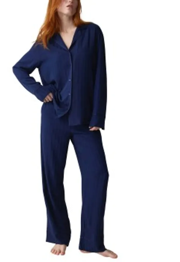 Triumph Amourette Jacquard PW Pyjama Set Marin viskos 42 Dam