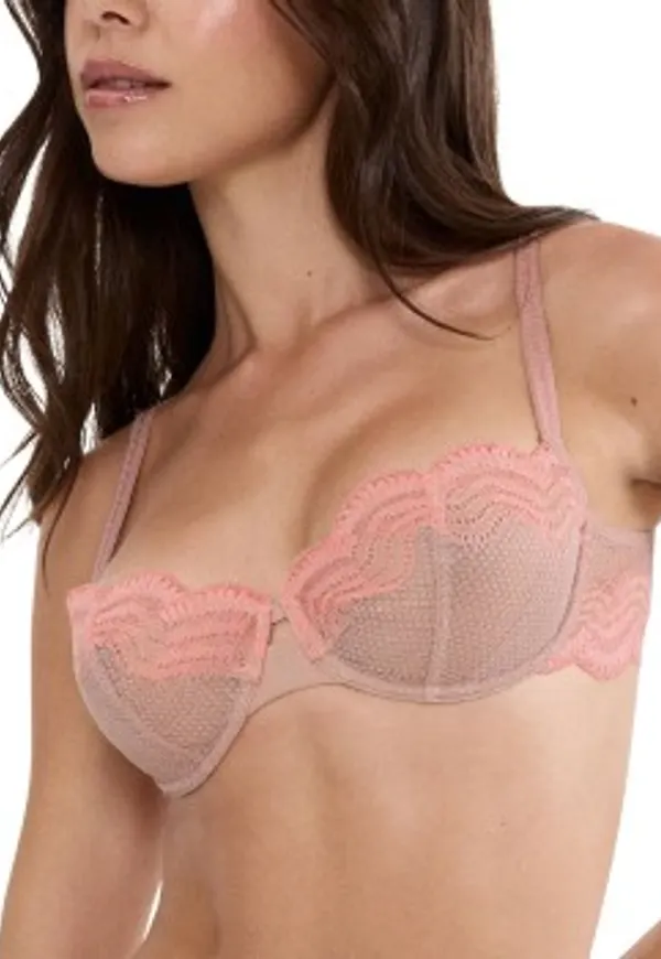 Triumph BH Comfort Glam Wired Balconette Bra Sand/rosa E 70 Dam