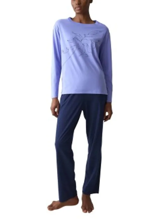 Triumph PK LSL 08 Long Sleeve Pyjama Set Blå bomull 36 Dam