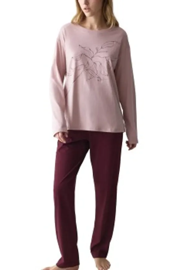 Triumph PK LSL 08 Long Sleeve Pyjama Set Röd/Rosa bomull 42 Dam