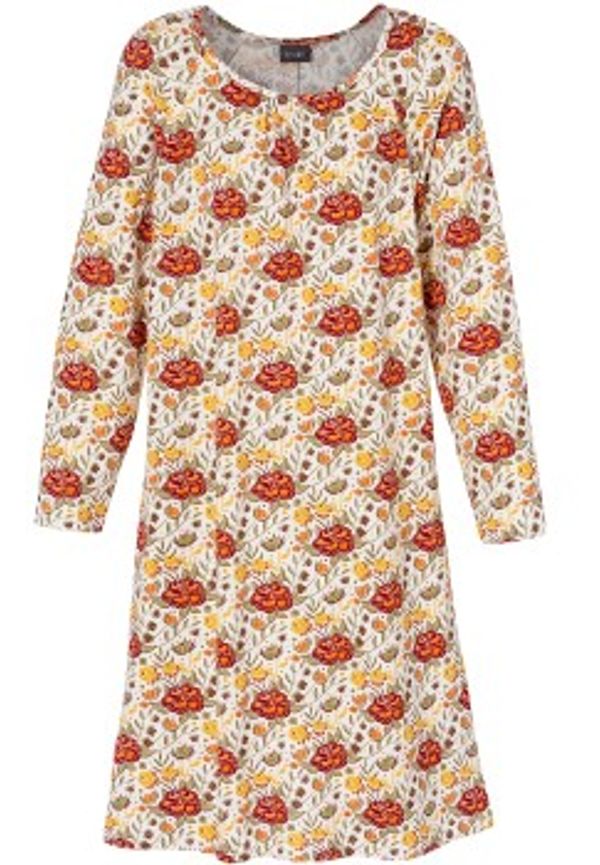Trofe Autumn Flow Long Sleeve Nightdress Orange mönstrad bomull XX-Large Dam