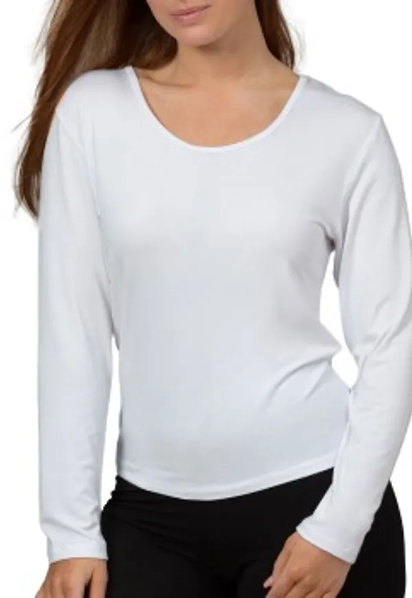 Trofe Bamboo Solids Longsleeve Top Vit Bambu Small Dam