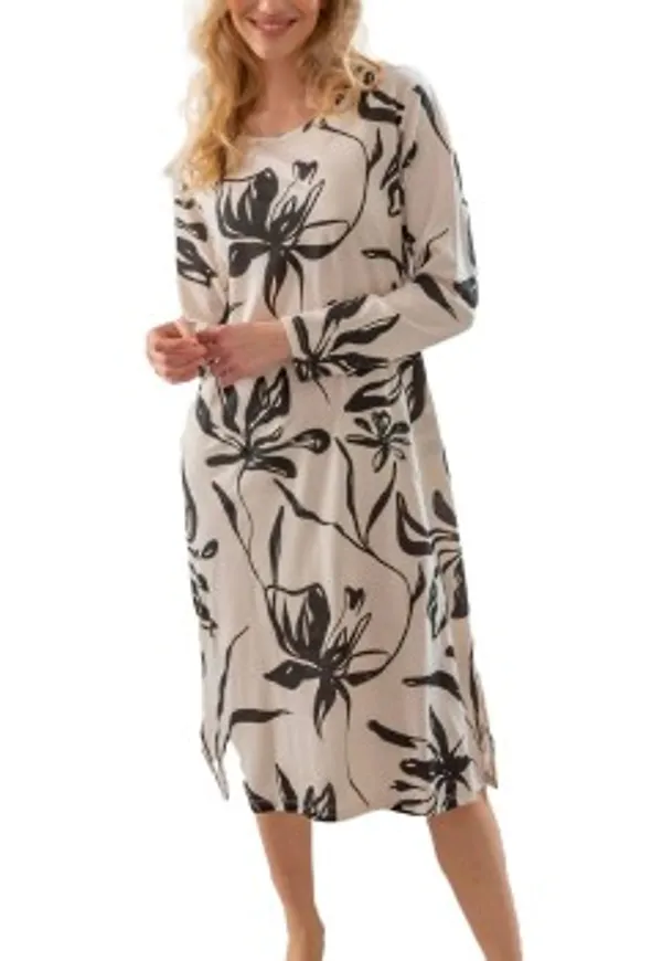 Trofe Graphic Log Sleeved Nightdress Vit/Svart XX-Large Dam