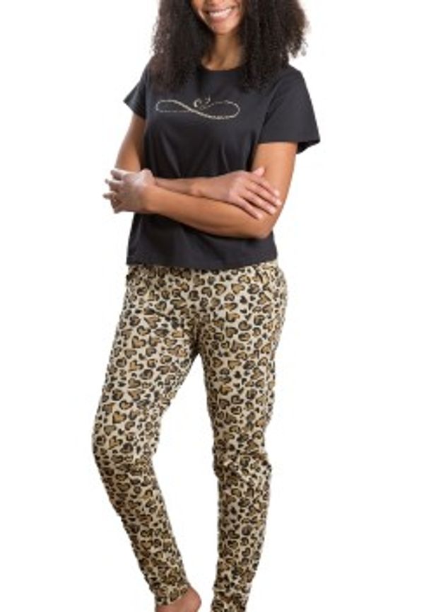 Trofe Leoheart Short Sleeve Pyjama Leopard bomull XX-Large Dam