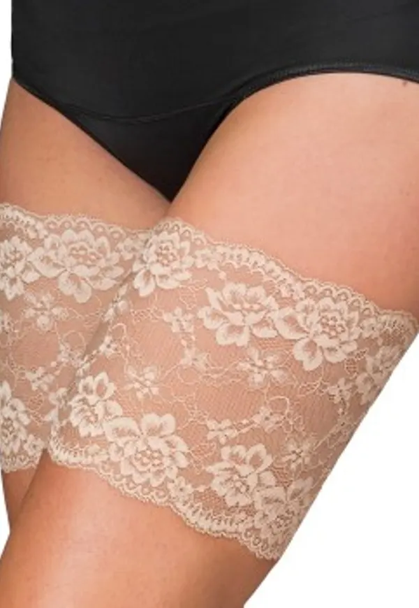 Trofe Thigh Lace Strumpbyxor Beige polyamid Large Dam