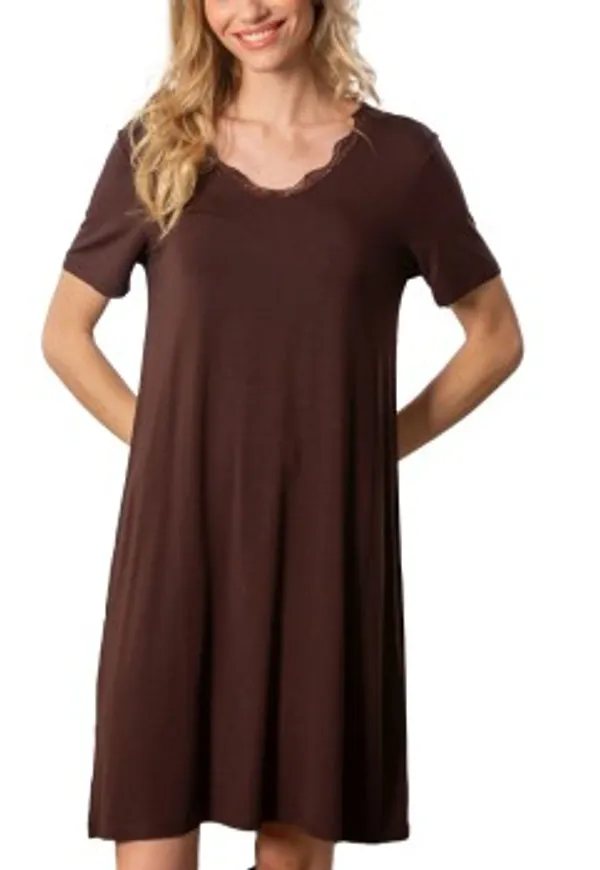 Trofe Viscose Nightdress Brun viskos Medium Dam