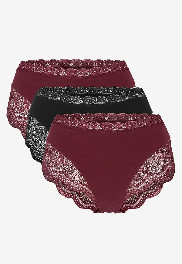 Trosa i bomull med spetskant 3-pack