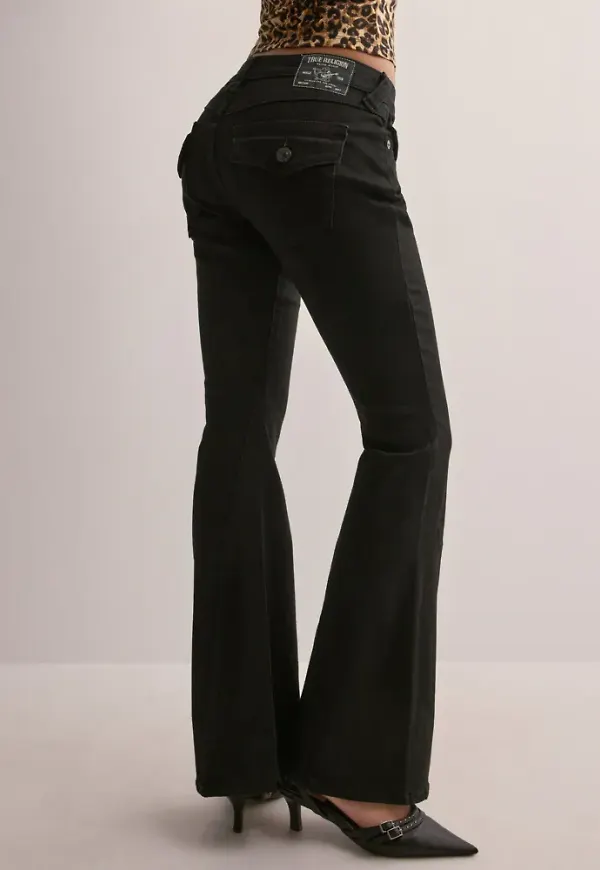 True Religion - Svart - Joey Low Rise Flare
