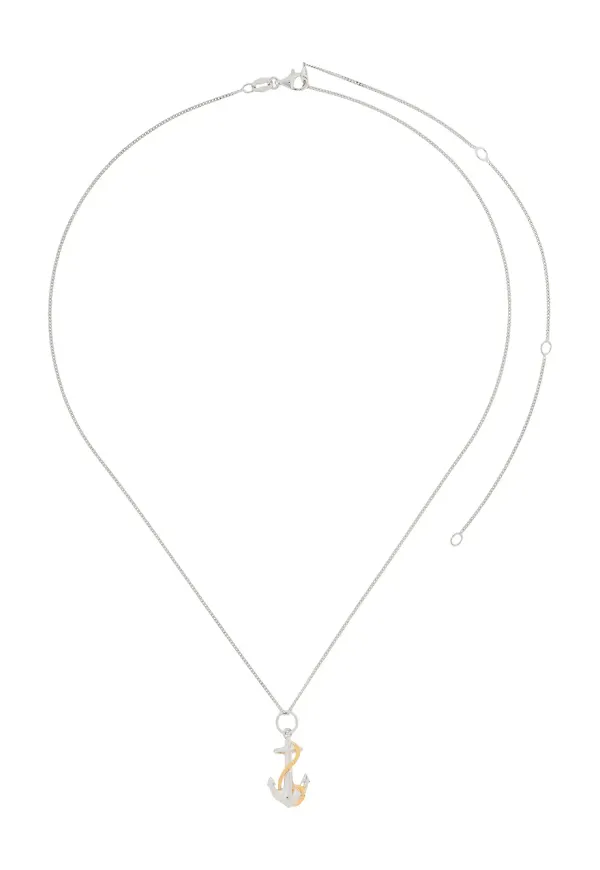 True Rocks halsband med ankarhänge - Silverfärgad