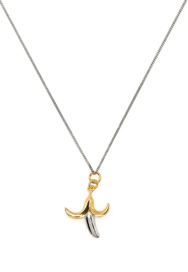 True Rocks tvåfärgat halsband med bananhänge - Silverfärgad