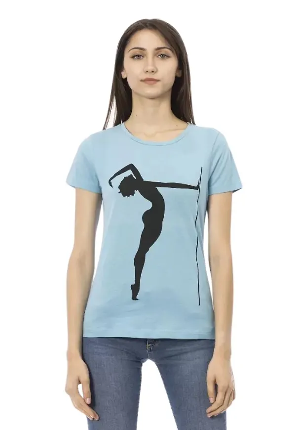 Trussardi, Topp, Dam, M, Bomull, Chic Blå Kortärmad T-shirt
