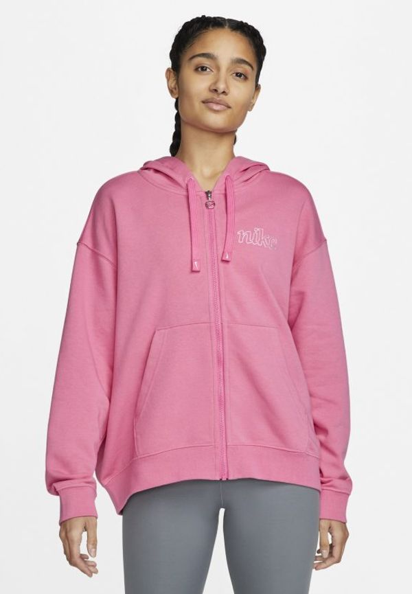 Träningshuvtröja med hel dragkedja och tryck Nike Dri-FIT Get Fit för kvinnor - Rosa