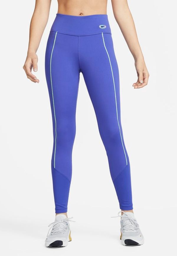 Träningsleggings i 7/8-längd Nike Dri-FIT One med medelhög midja och ribbstickade paneler för kvinnor - Blå
