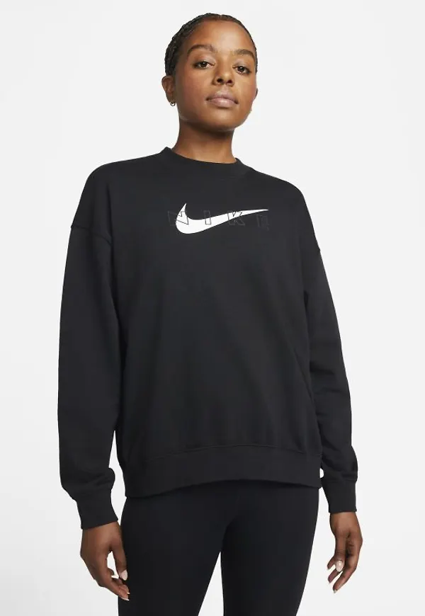 Träningströja Nike Dri-FIT Get Fit med rund hals och tryck för kvinnor - Svart