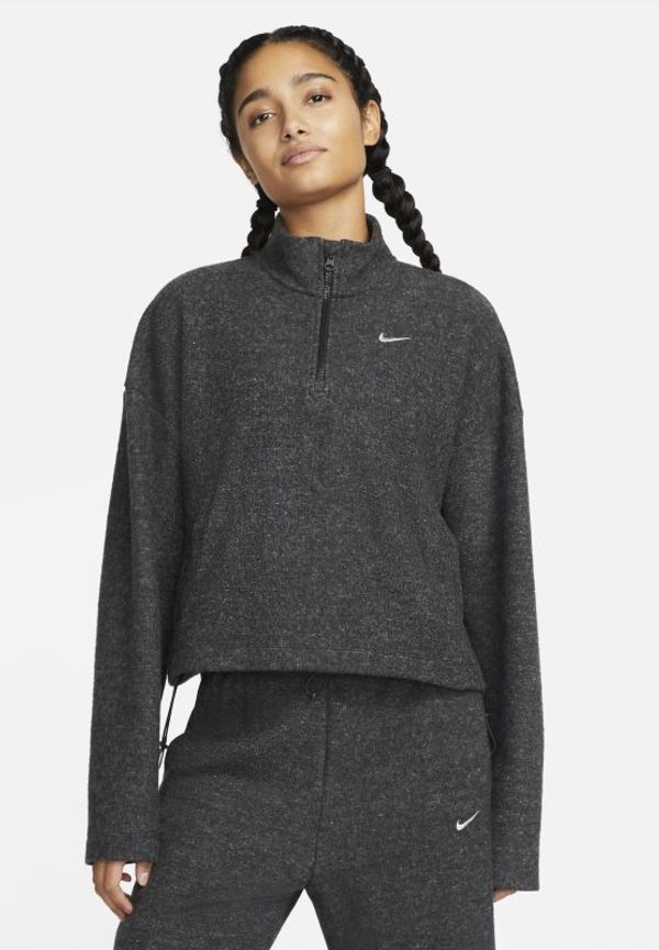 Tröja Nike Therma-FIT med halv dragkedja för kvinnor - Svart