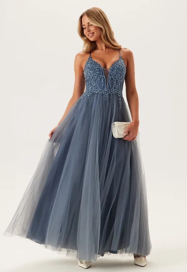 Tulle Back Lacing Evening Dress
