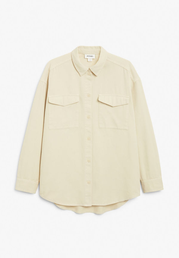 Twilled cotton shirt - Beige