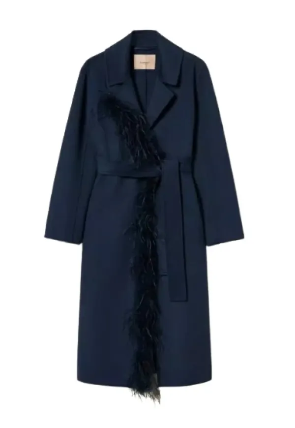 Twinset, Kappa, Dam, L, Polyester, Blå Kappset
