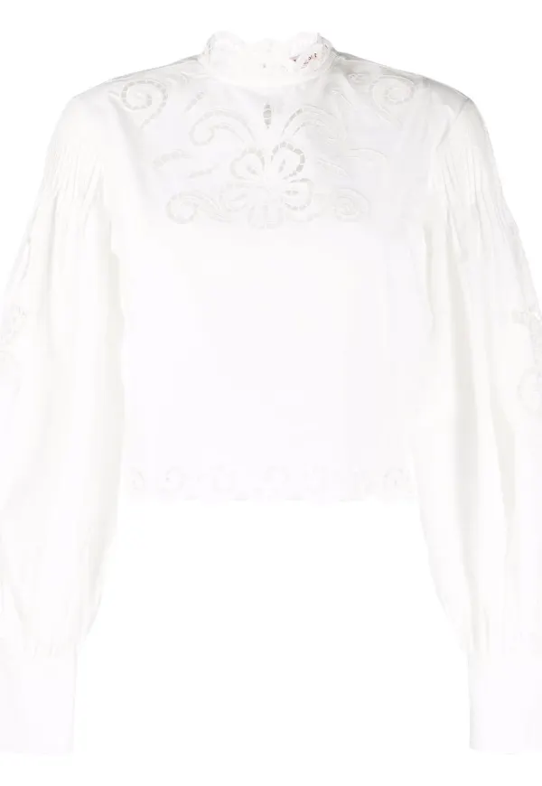TWINSET blus med engelsk brodyr - Vit