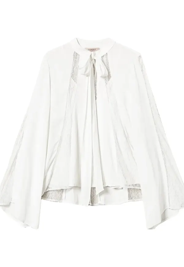 TWINSET blus med spetsdetalj - 00282 NEVE
