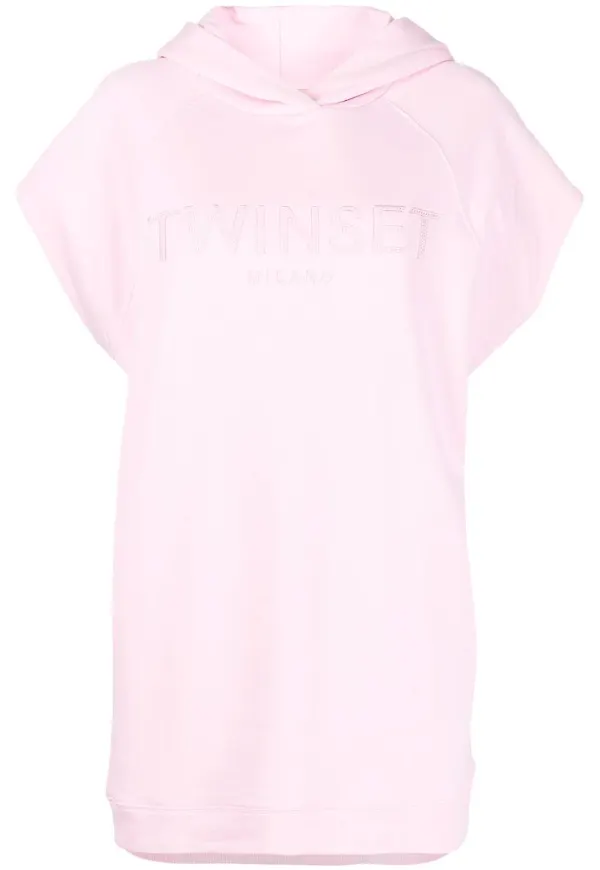 TWINSET Maxi ärmlös sweatshirt - Rosa