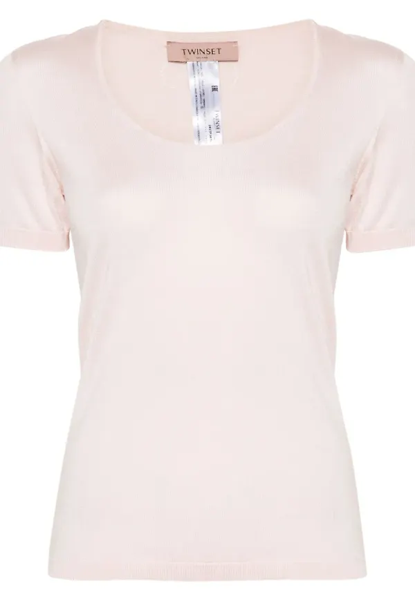 TWINSET stickad sidentopp - Rosa