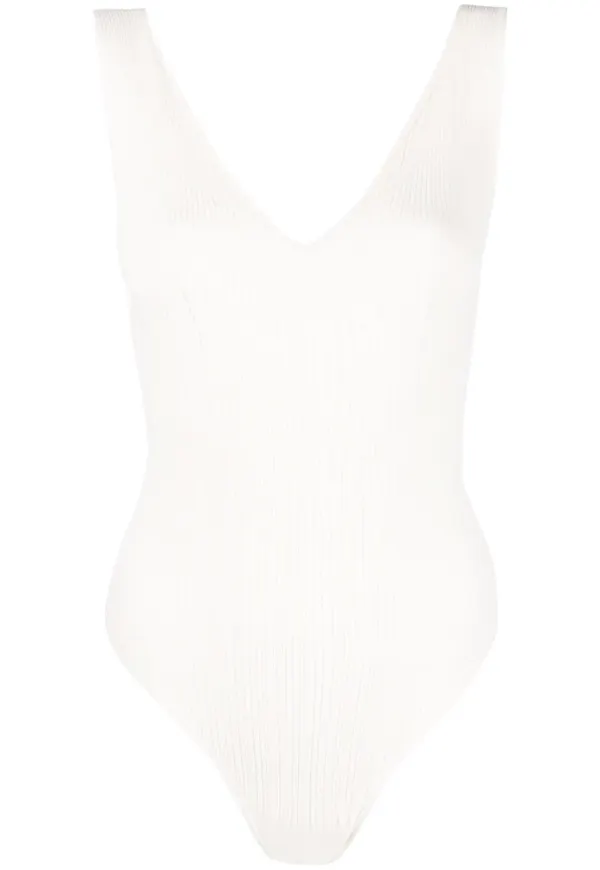 TWINSET v-ringad stickad body - Vit