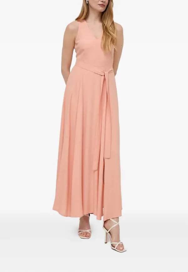 TWINSET v-ringad maxiklänning med slits - Rosa