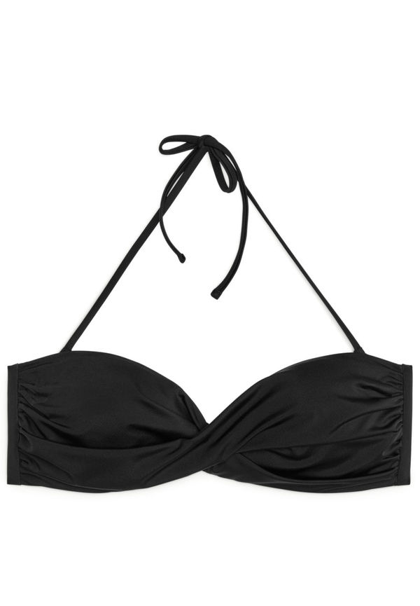 Twist-Detail Bandeau Bikini Top - Black