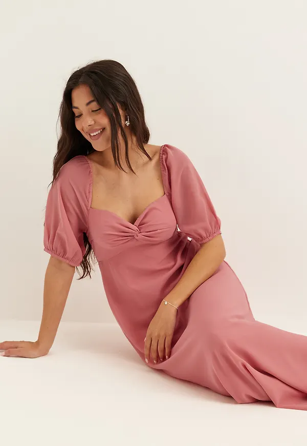 Twist Detail Short Sleeve Maxi Dress – Bubbleroom